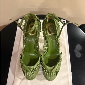 Dior Green python Braided Heels